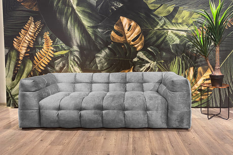 KAWOLA Sofa ROSARIO Velvet hellgrau, 3-Sitzer
