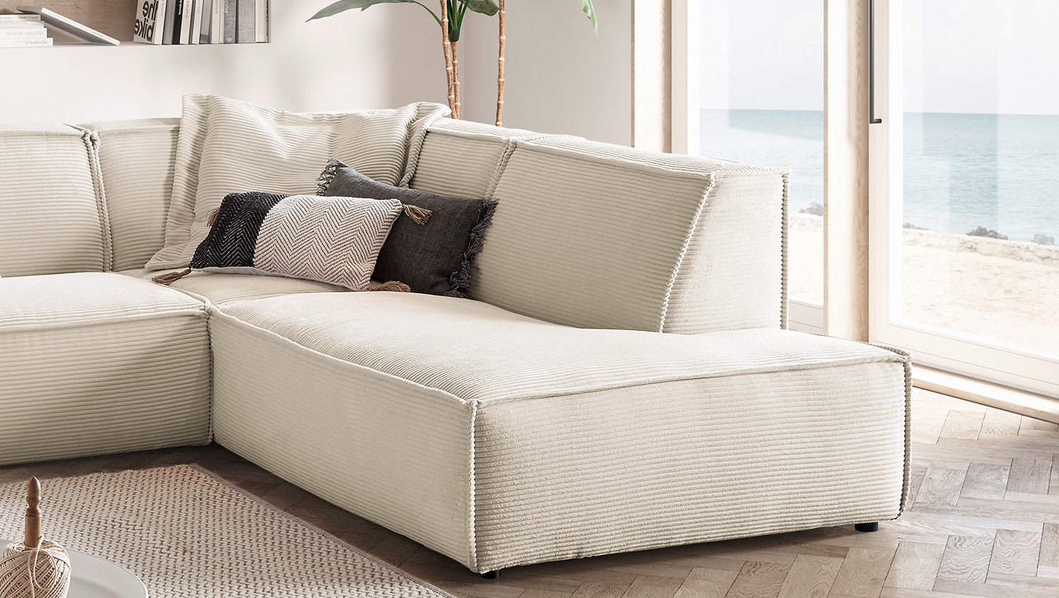 KAWOLA Sofa SAMU Ecksofa Cord cremeweiß