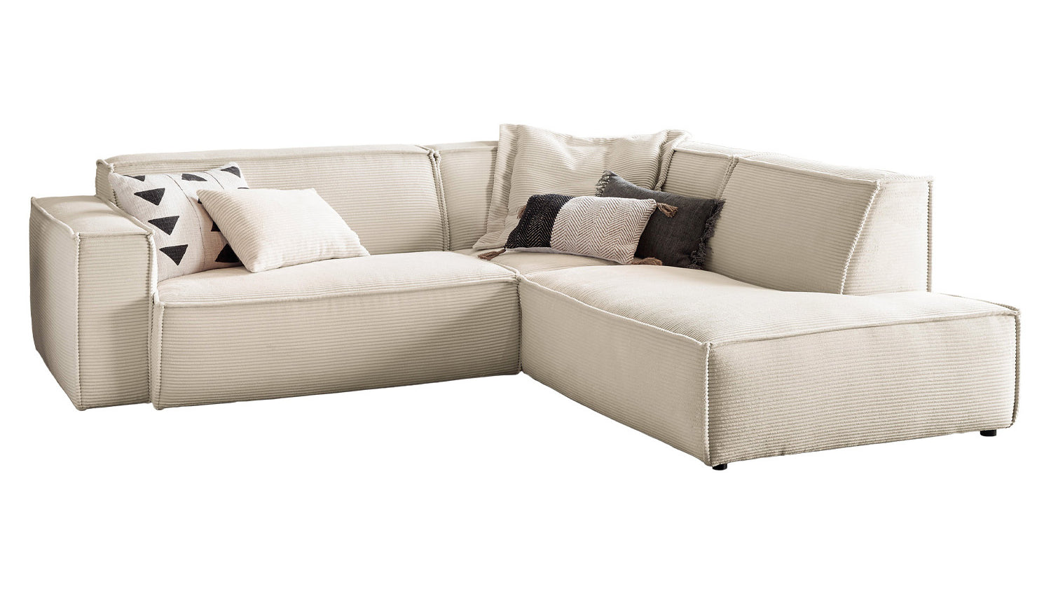 KAWOLA Sofa SAMU Ecksofa Cord cremeweiß