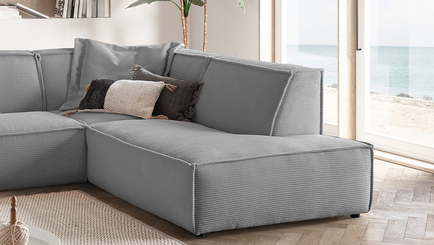 KAWOLA Sofa SAMU Ecksofa Cord grau