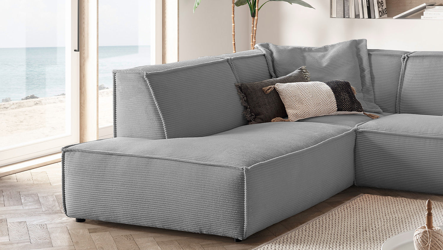 KAWOLA Sofa SAMU Ecksofa Cord grau