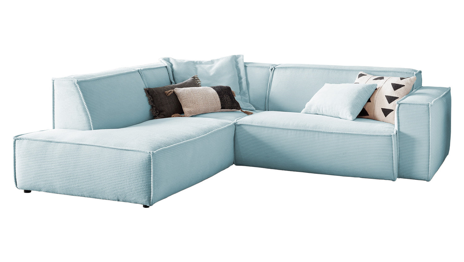 KAWOLA Sofa SAMU Ecksofa Cord hellblau