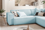 KAWOLA Sofa SAMU Ecksofa Cord hellblau