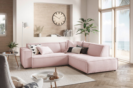 KAWOLA Sofa SAMU Ecksofa Cord rosa, Rechts