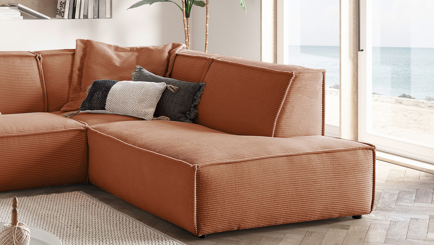 KAWOLA Sofa SAMU Ecksofa Cord rost