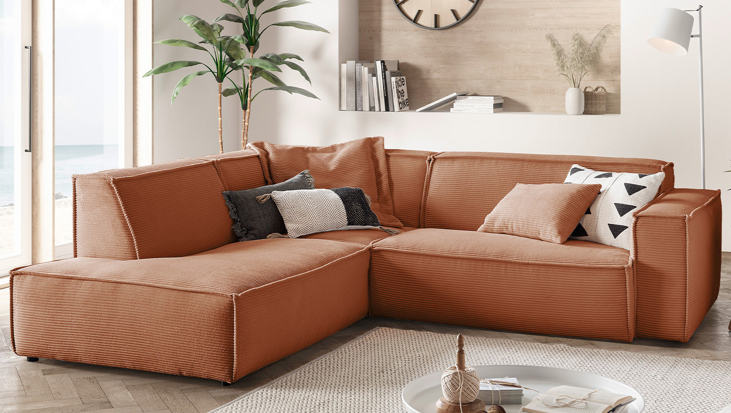 KAWOLA Sofa SAMU Ecksofa Cord rost