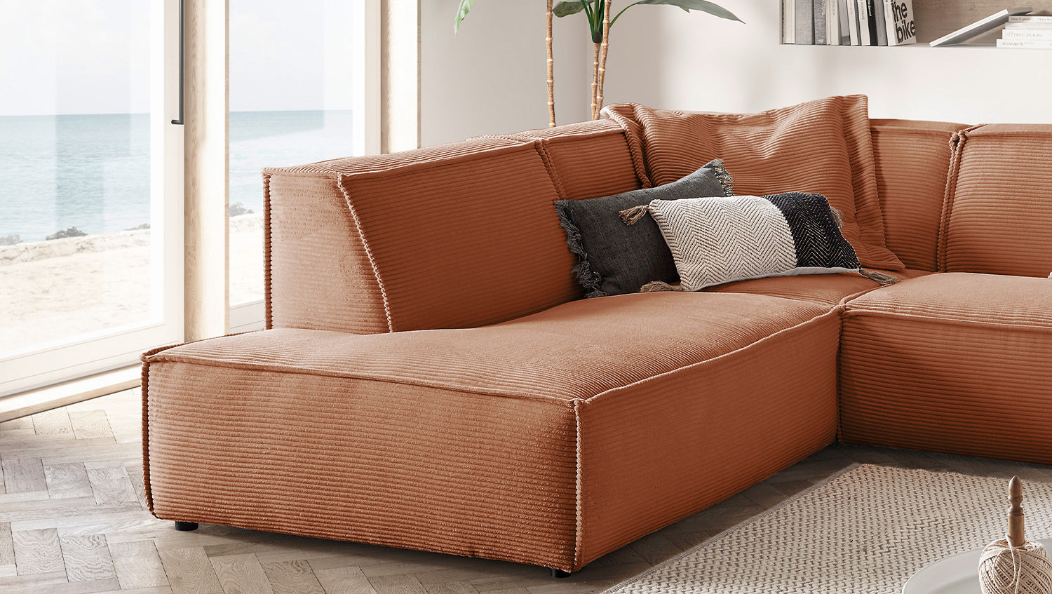 KAWOLA Sofa SAMU Ecksofa Cord rost