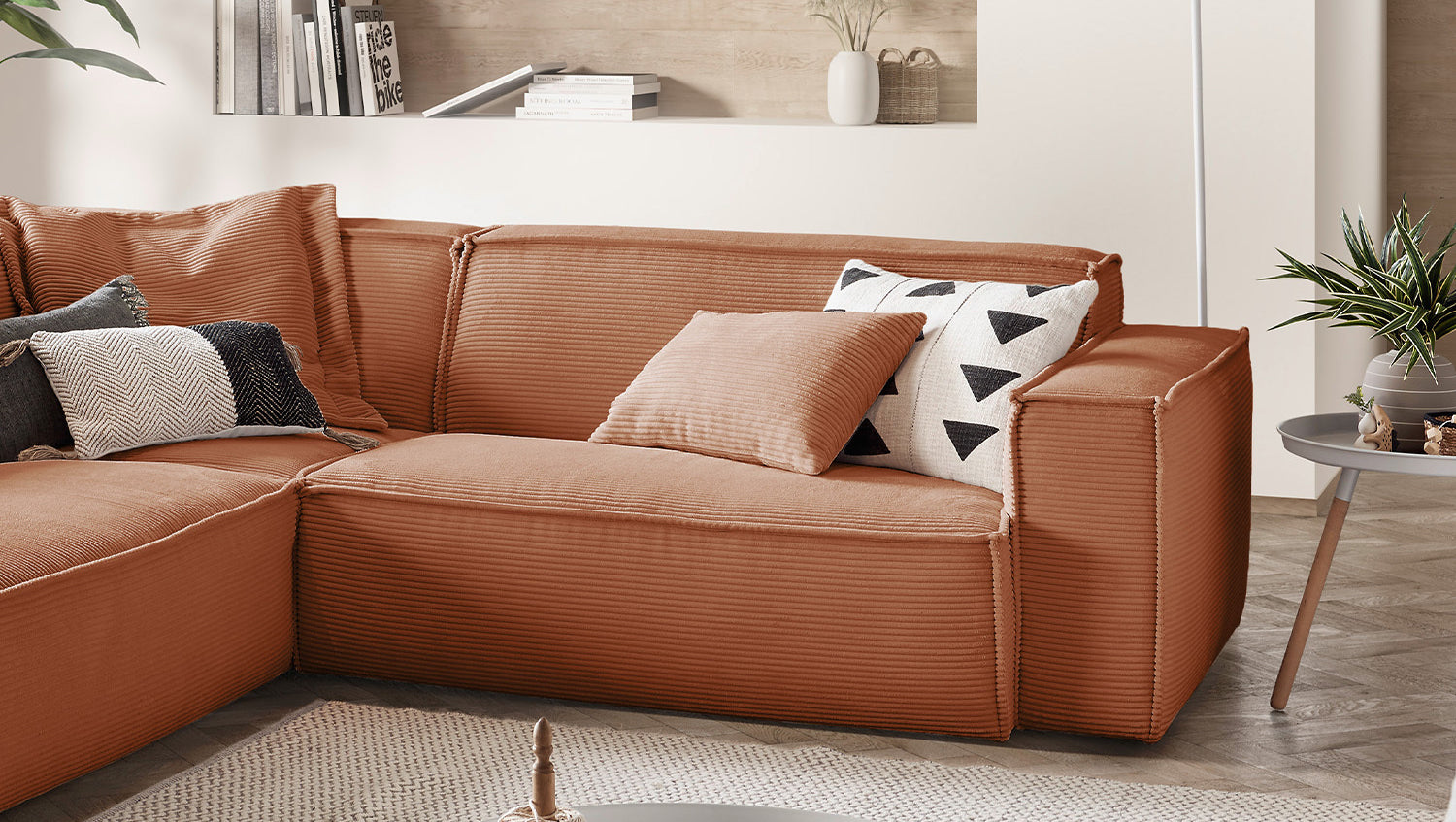 KAWOLA Sofa SAMU Ecksofa Cord rost