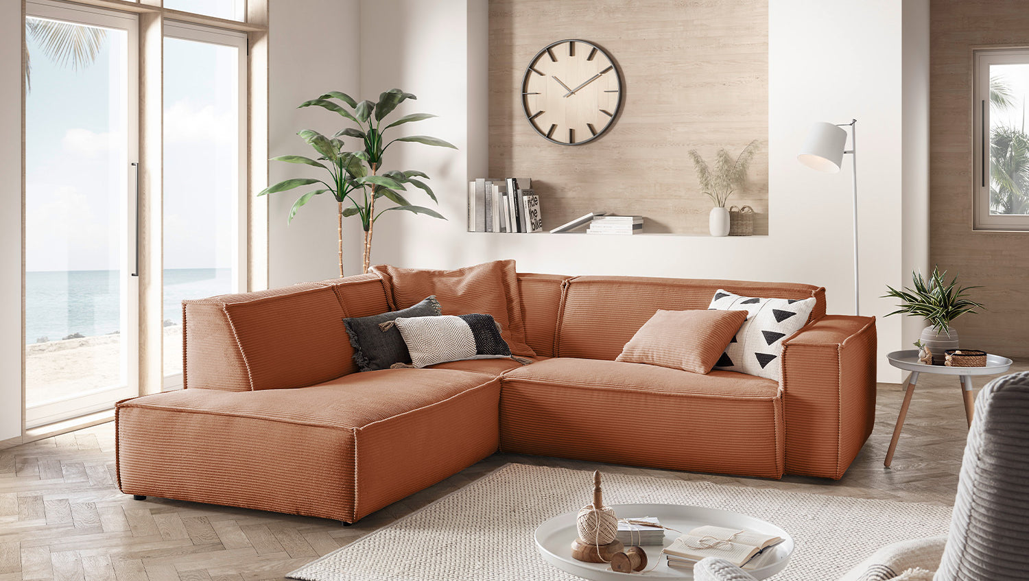 KAWOLA Sofa SAMU Ecksofa Cord rost, Links