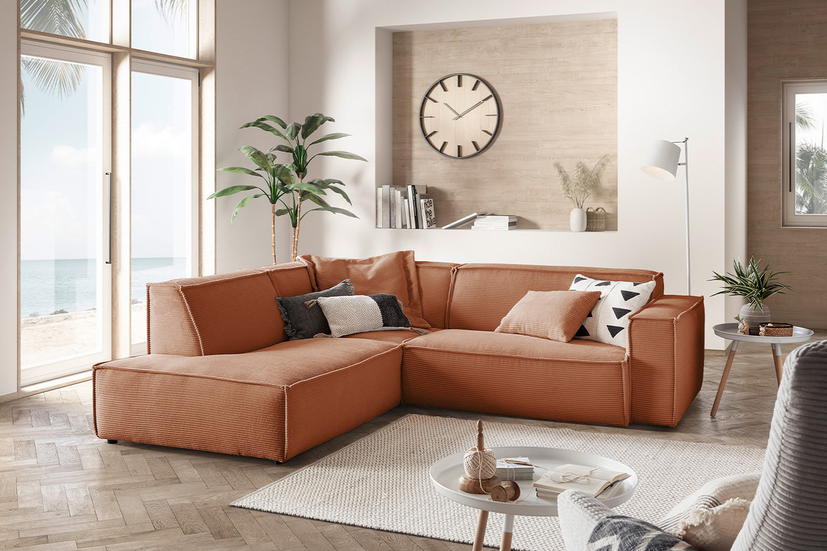 KAWOLA Sofa SAMU Ecksofa Cord rost, Links