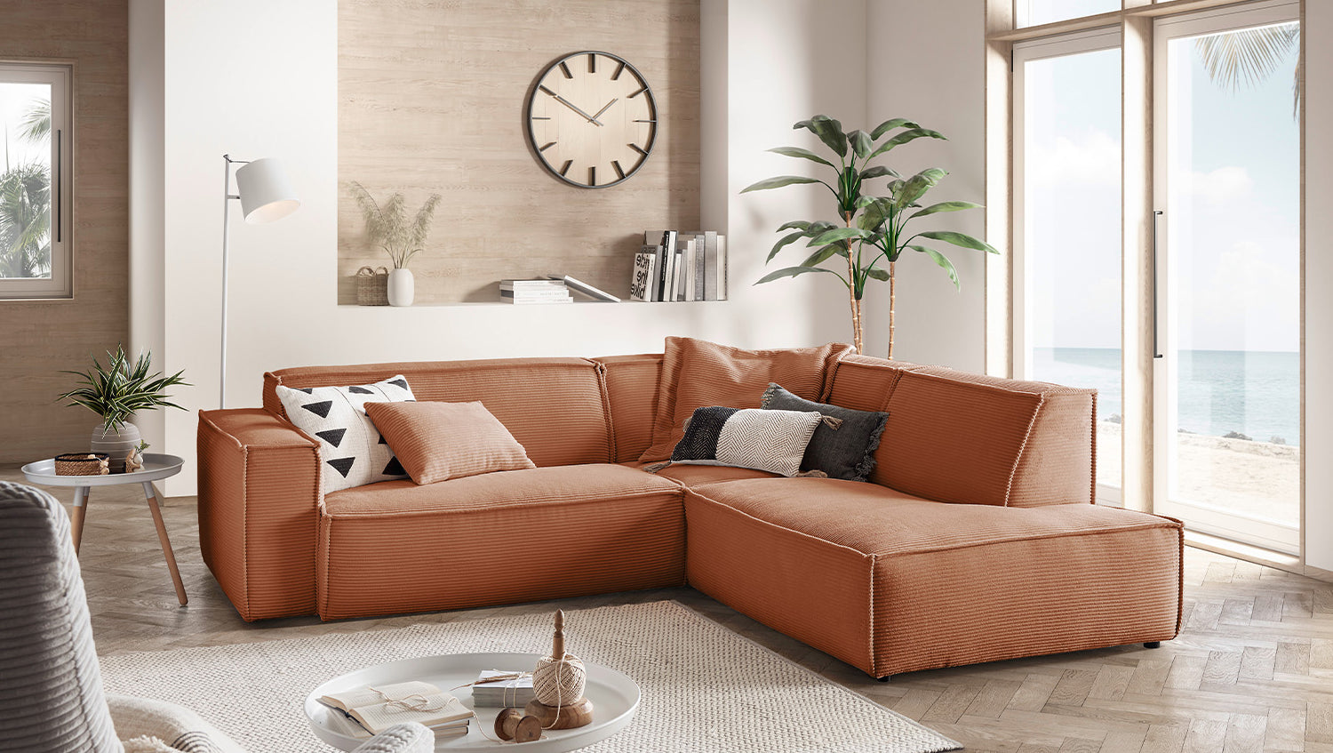 KAWOLA Sofa SAMU Ecksofa Cord rost, Rechts