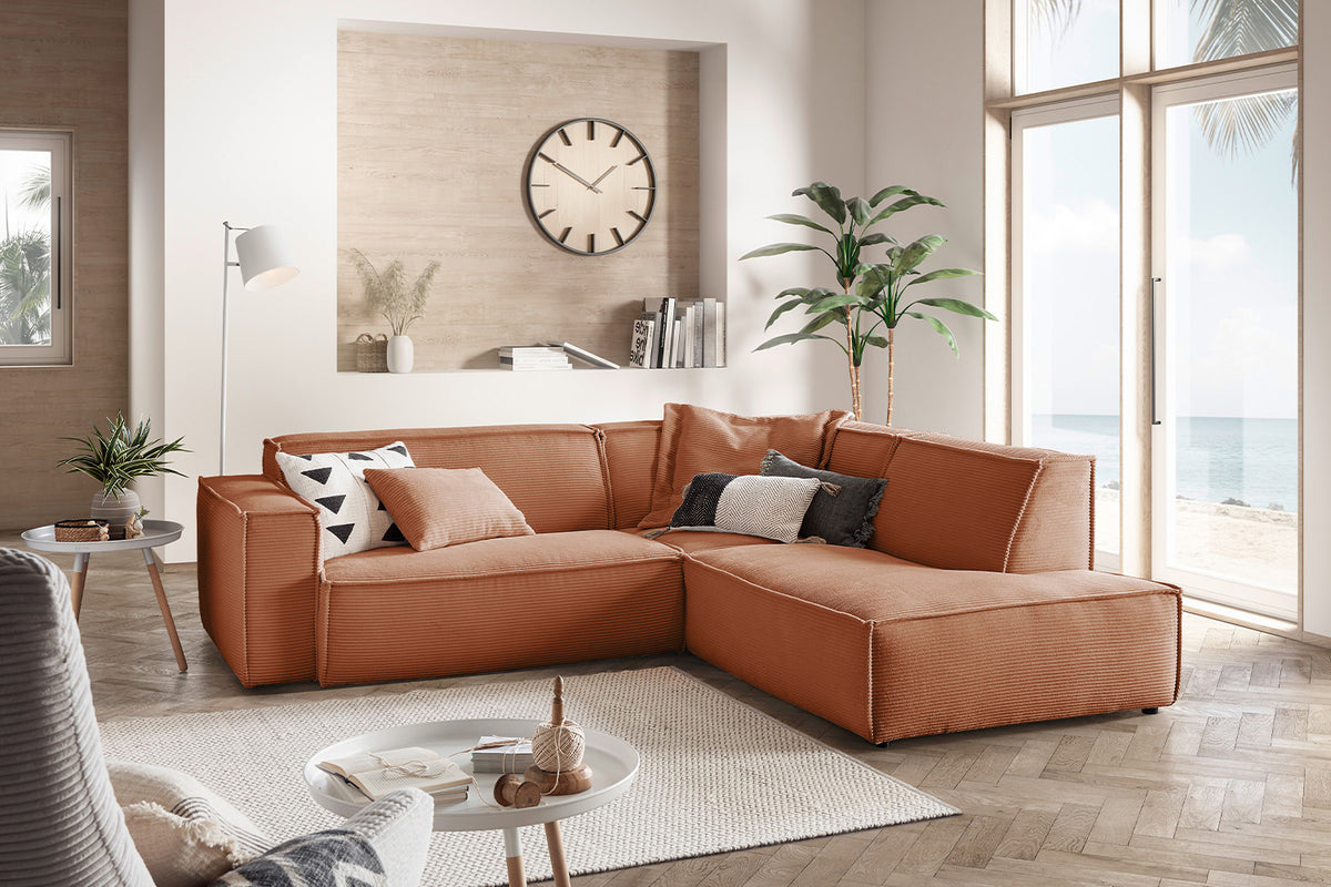 KAWOLA Sofa SAMU Ecksofa Cord rost, Rechts