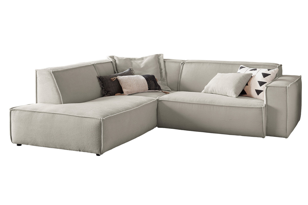 KAWOLA Sofa SAMU Ecksofa Cord steingrau