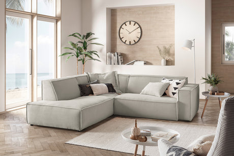 KAWOLA Sofa SAMU Ecksofa Cord steingrau, Links