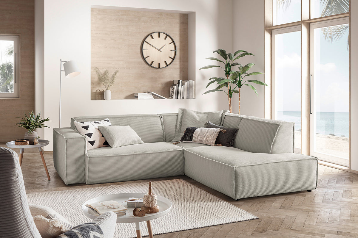 KAWOLA Sofa SAMU Ecksofa Cord steingrau, Rechts