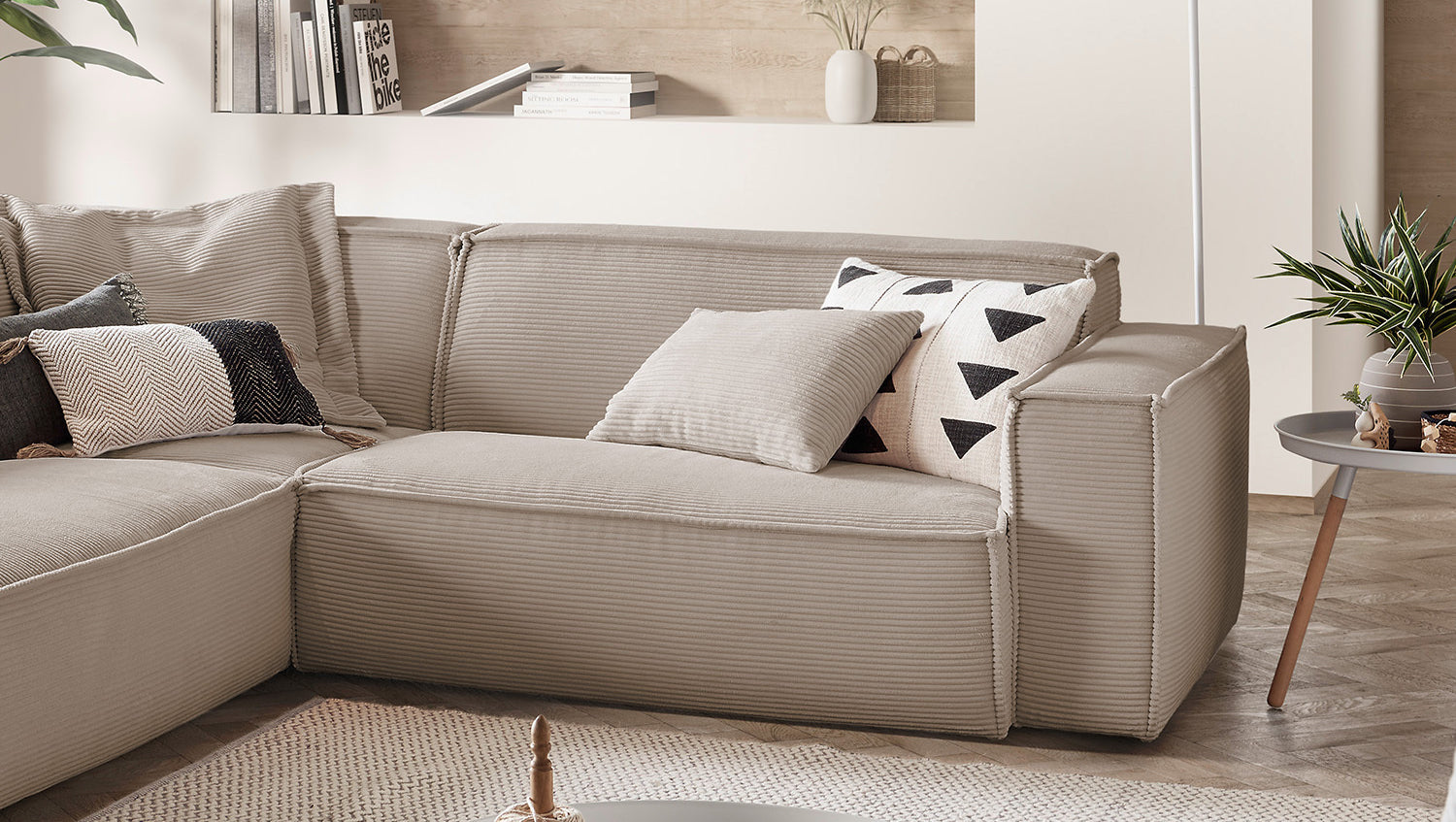 KAWOLA Sofa SAMU Ecksofa Cord taupe