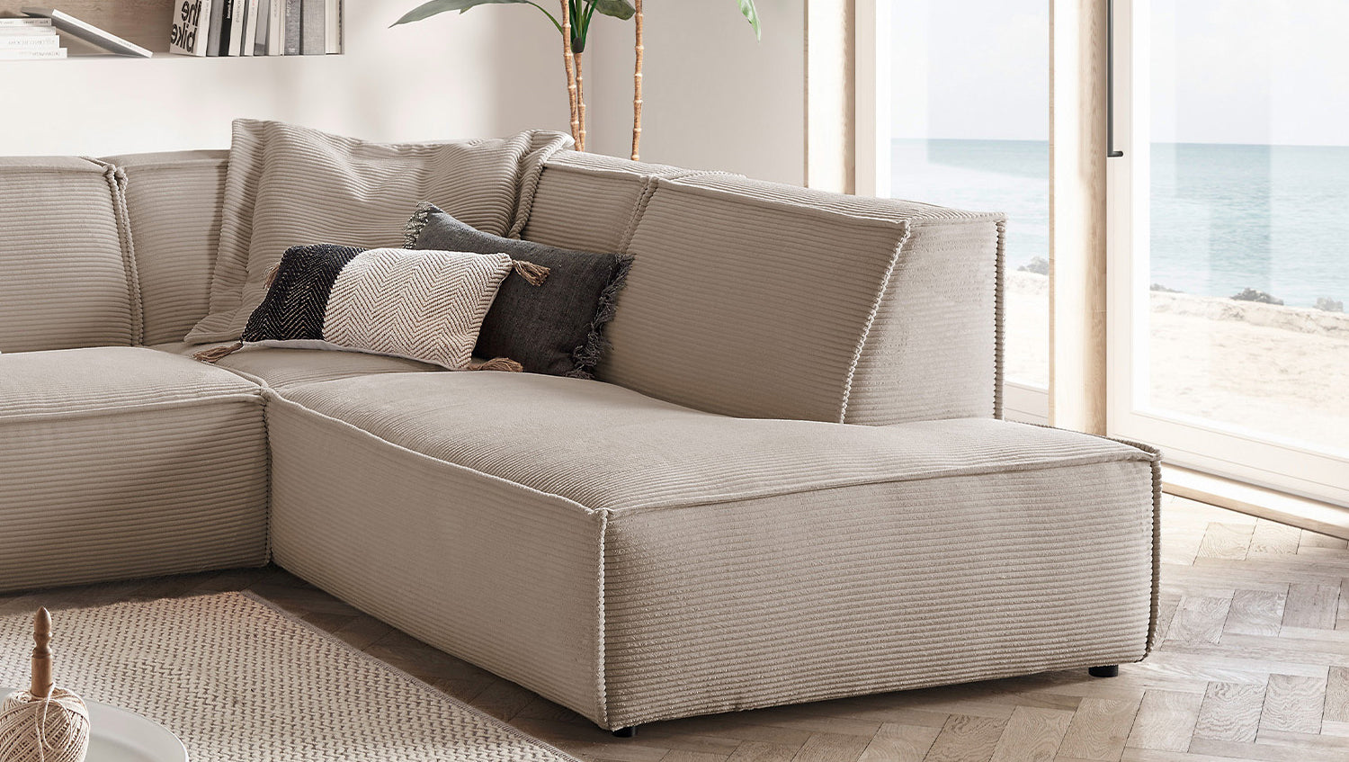 KAWOLA Sofa SAMU Ecksofa Cord taupe