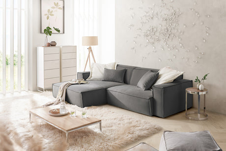 KAWOLA Sofa SAMU Ecksofa Feincord anthrazit, Links