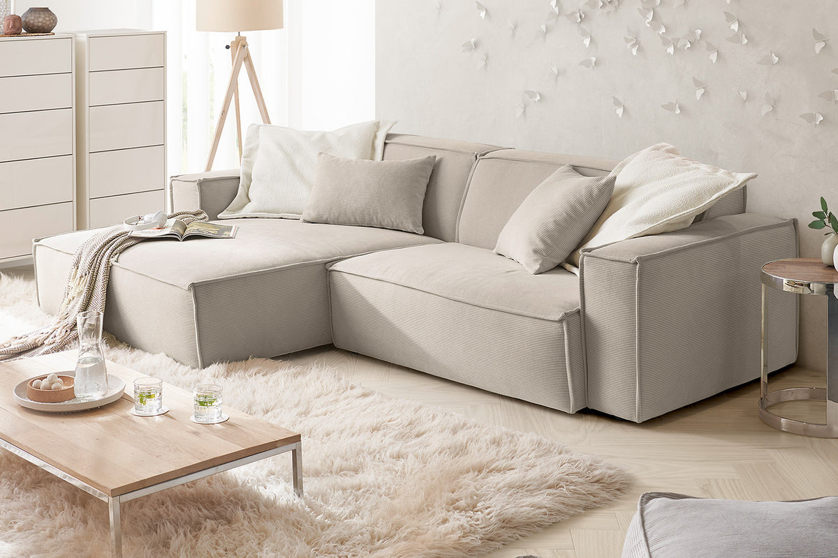 KAWOLA Sofa SAMU Ecksofa Feincord beige