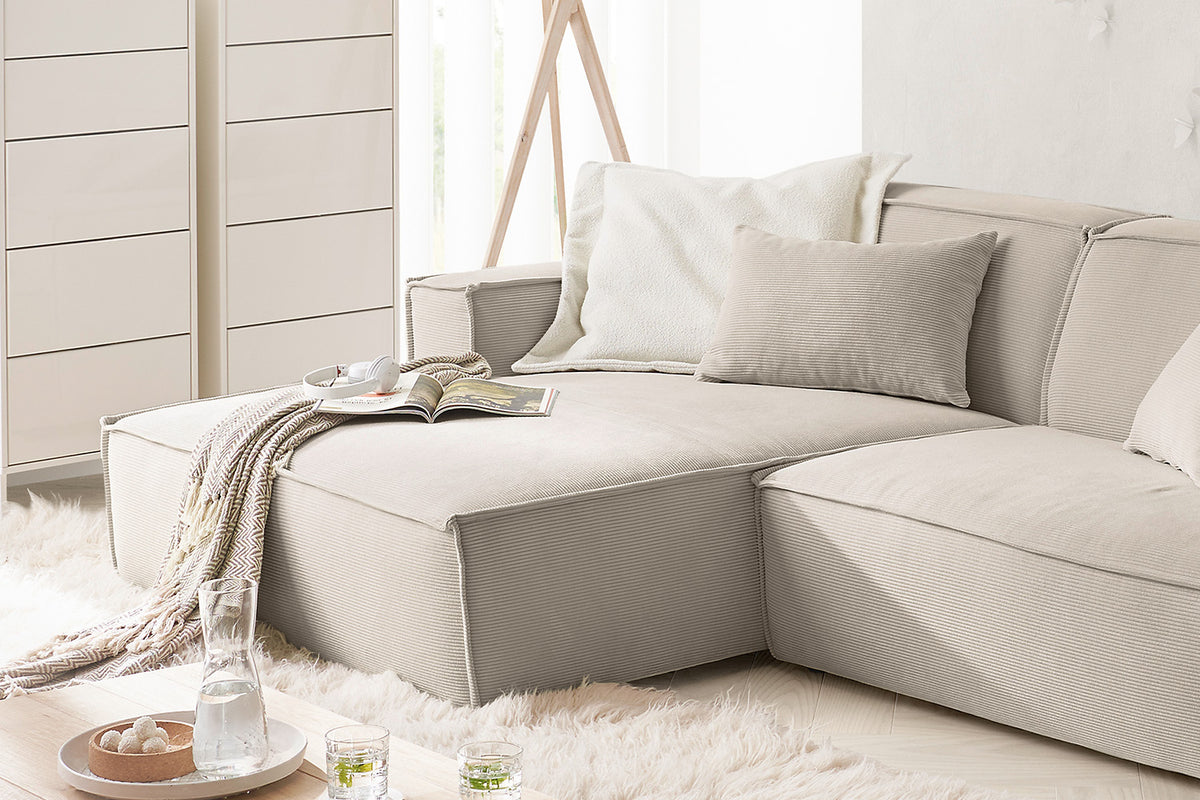KAWOLA Sofa SAMU Ecksofa Feincord beige