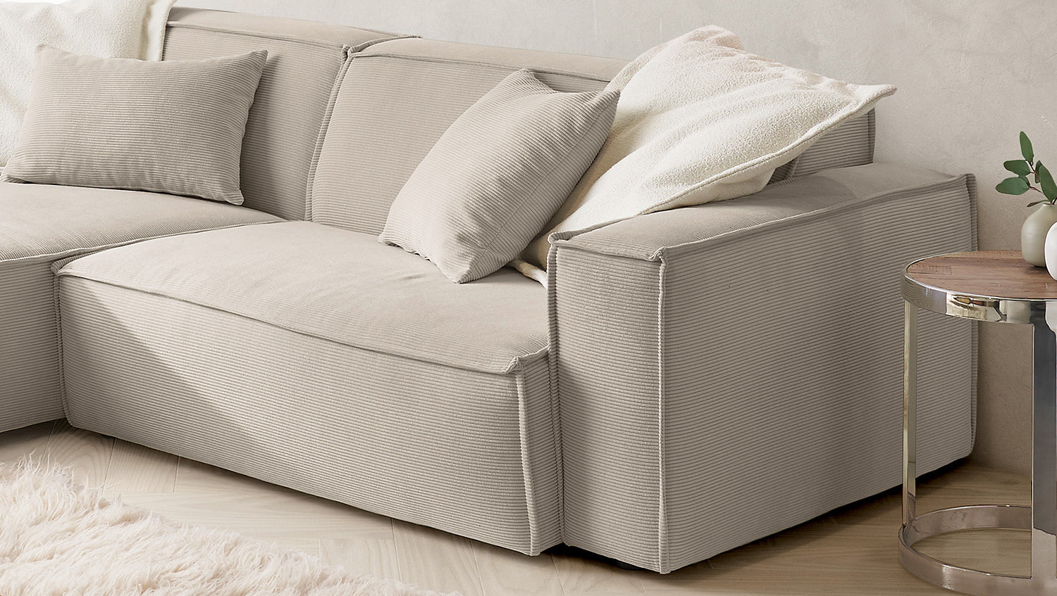 KAWOLA Sofa SAMU Ecksofa Feincord beige