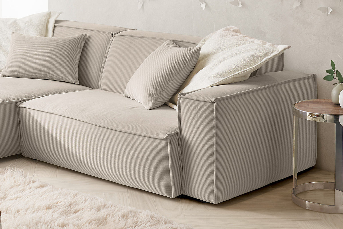 KAWOLA Sofa SAMU Ecksofa Feincord beige