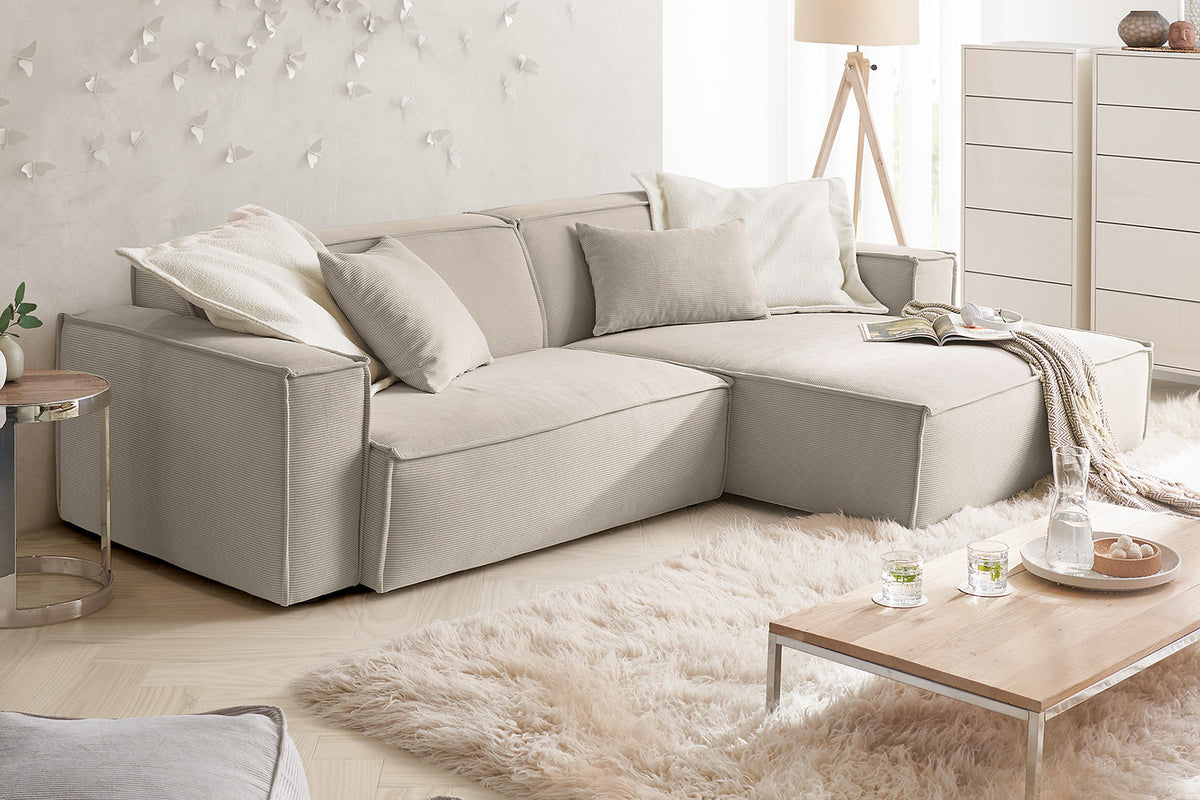 KAWOLA Sofa SAMU Ecksofa Feincord beige