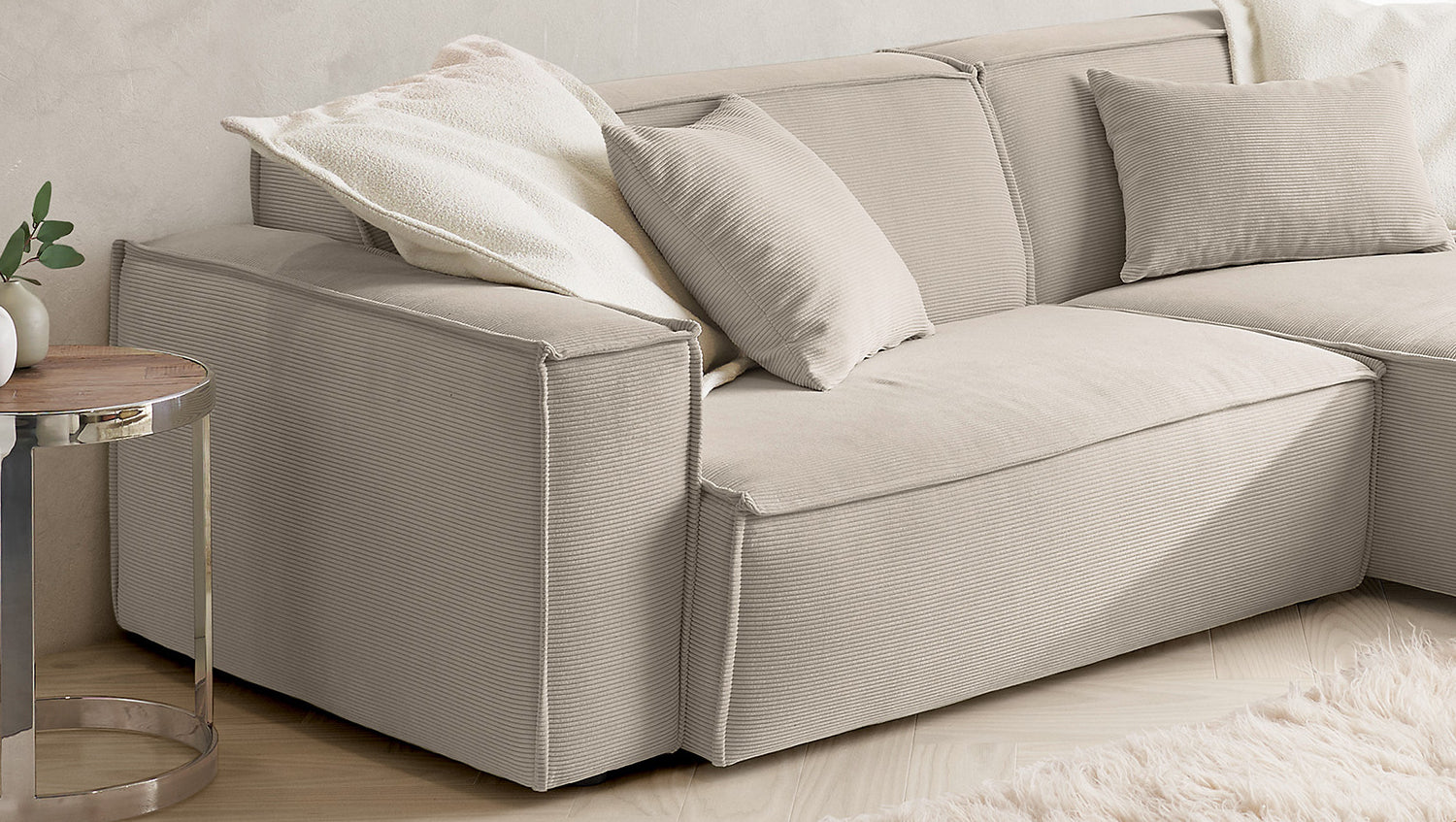 KAWOLA Sofa SAMU Ecksofa Feincord beige
