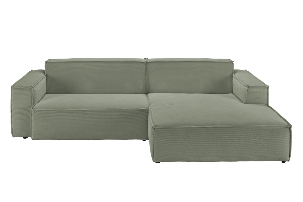 KAWOLA Sofa SAMU Ecksofa Feincord olivgrün