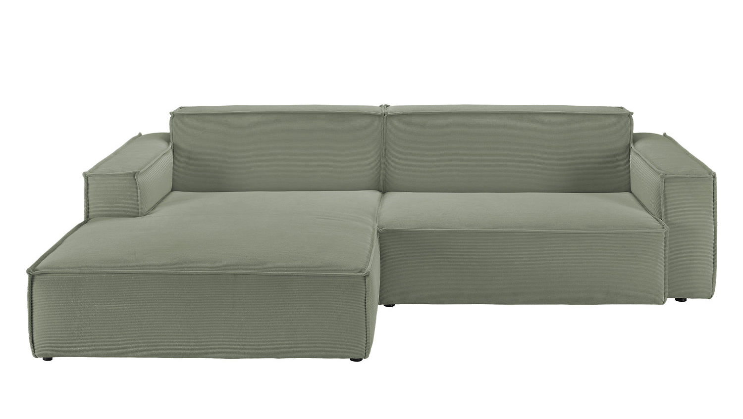 KAWOLA Sofa SAMU Ecksofa Feincord olivgrün