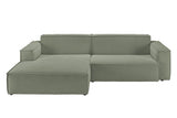 KAWOLA Sofa SAMU Ecksofa Feincord olivgrün