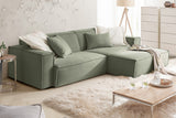 KAWOLA Sofa SAMU Ecksofa Feincord olivgrün