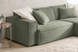 KAWOLA Sofa SAMU Ecksofa Feincord olivgrün