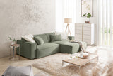 KAWOLA Sofa SAMU Ecksofa Feincord olivgrün, Rechts