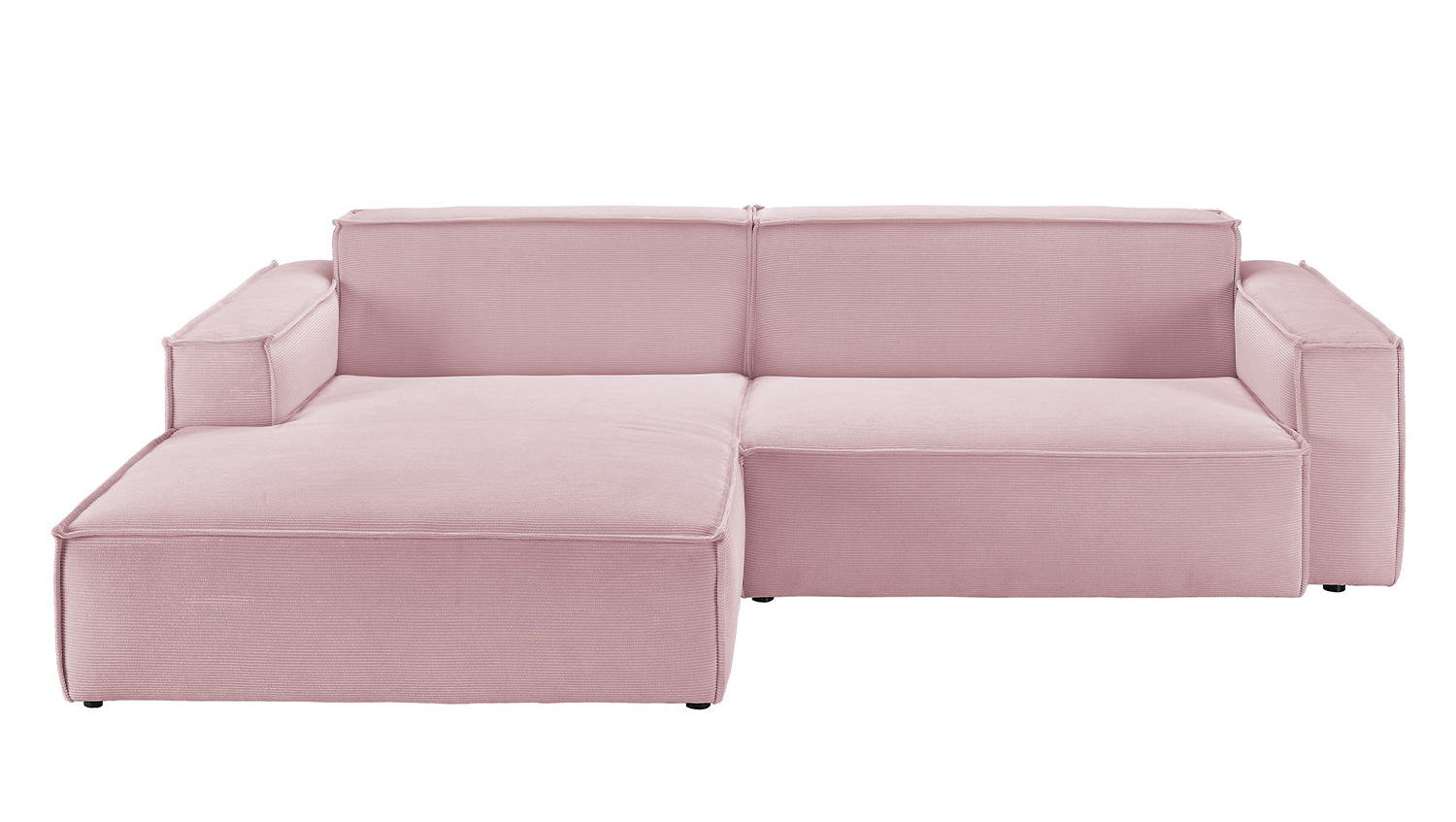 KAWOLA Sofa SAMU Ecksofa Feincord rosa
