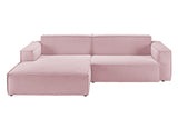 KAWOLA Sofa SAMU Ecksofa Feincord rosa