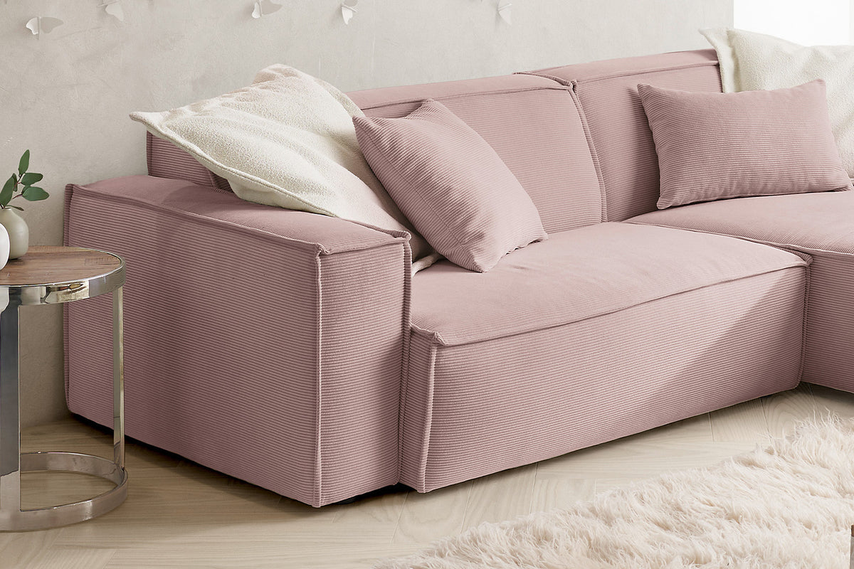 KAWOLA Sofa SAMU Ecksofa Feincord rosa