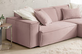 KAWOLA Sofa SAMU Ecksofa Feincord rosa