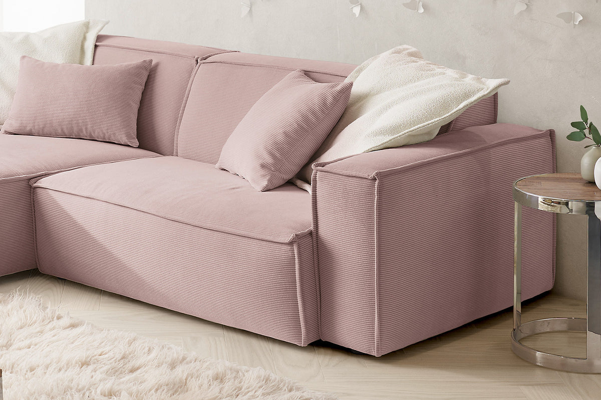 KAWOLA Sofa SAMU Ecksofa Feincord rosa