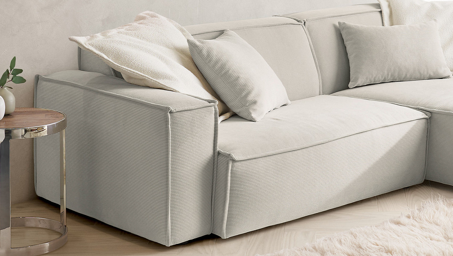 KAWOLA Sofa SAMU Ecksofa Feincord silber