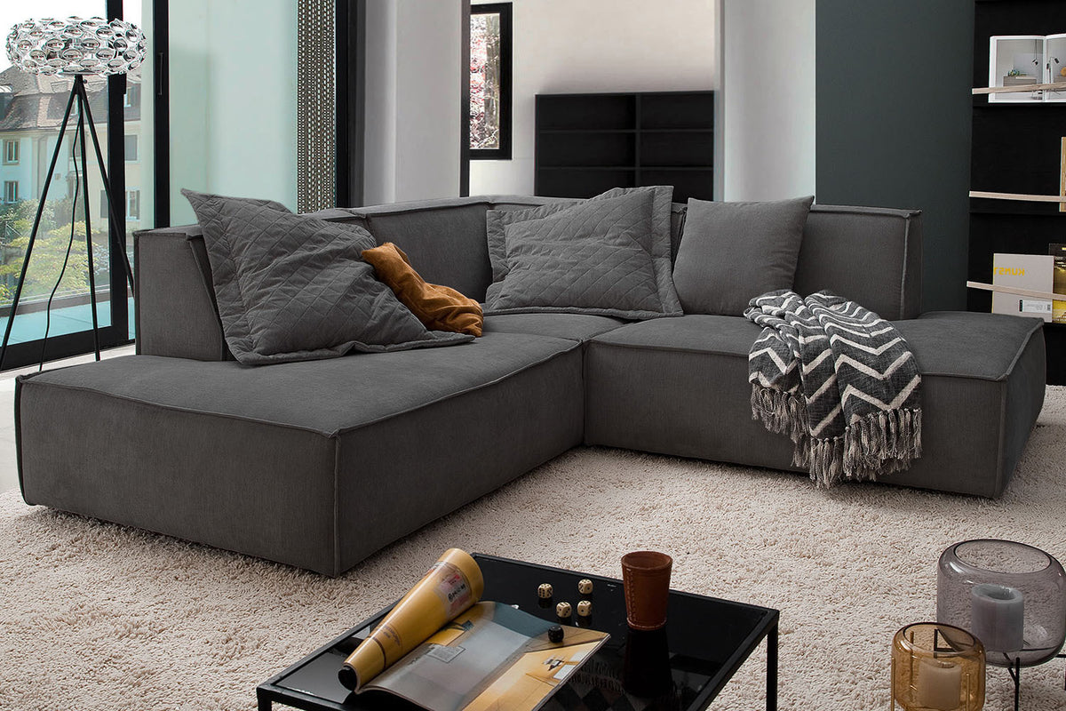 KAWOLA Sofa SAMU Ecksofa Stoff anthrazit