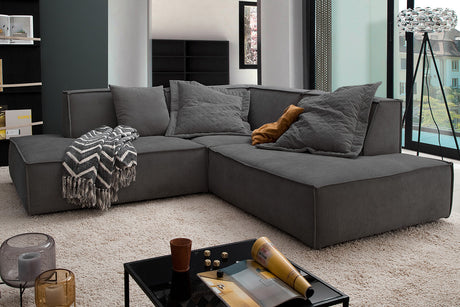 KAWOLA Sofa SAMU Ecksofa Stoff anthrazit