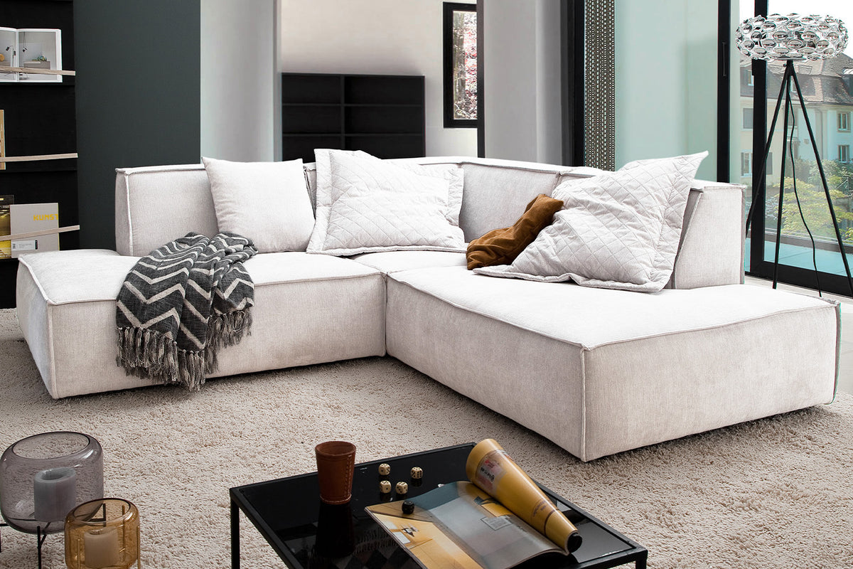 KAWOLA Sofa SAMU Ecksofa Stoff beige
