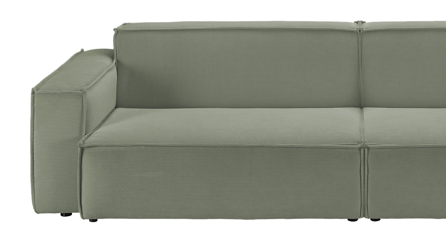 KAWOLA Sofa SAMU Feincord olivgrün