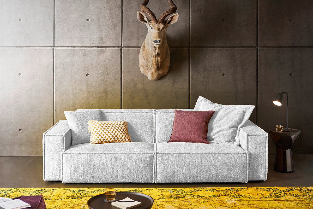 KAWOLA Sofa SAMU Stoff hellgrau, 2-Sitzer