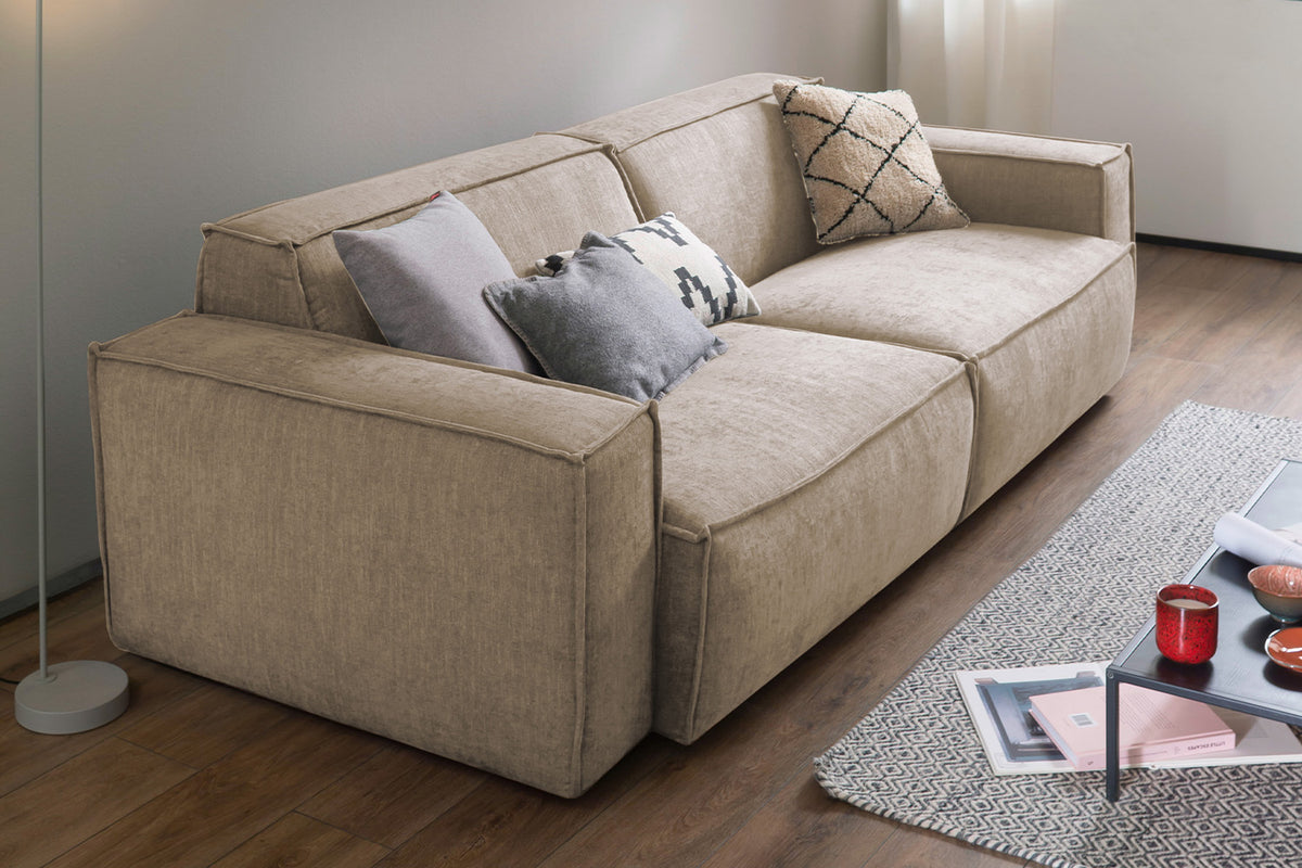 KAWOLA Sofa SAMU Stoff taupe, 2-Sitzer