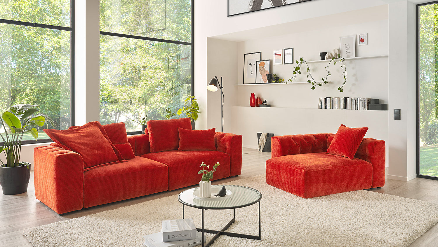 KAWOLA Sofa Seitenelement SEPHI groß Cord Vintage rot