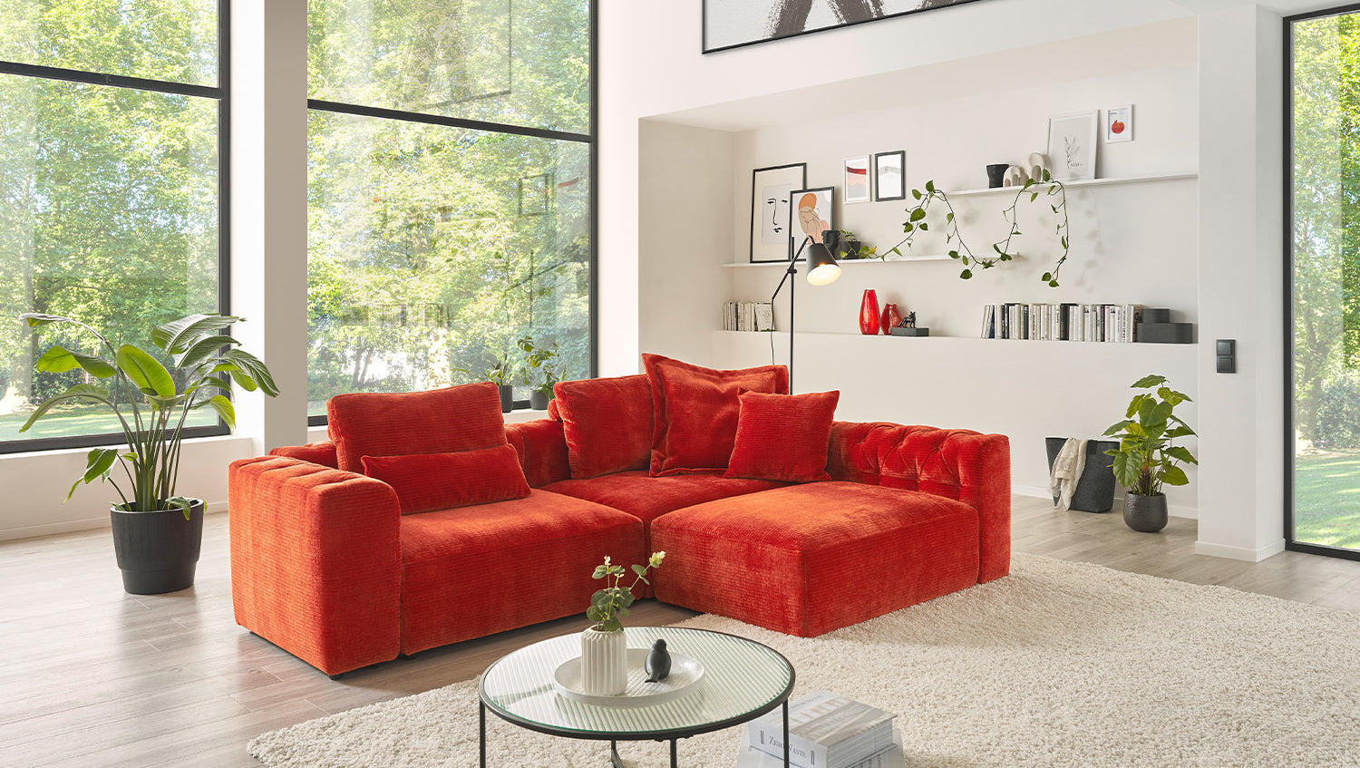 KAWOLA Sofa Seitenelement SEPHI groß Cord Vintage rot