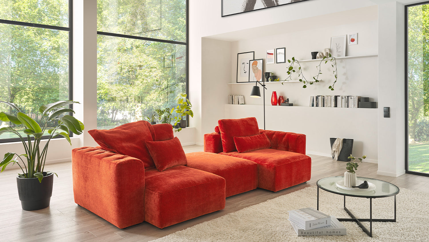 KAWOLA Sofa Sitzelement SEPHI medium Cord Vintage rot