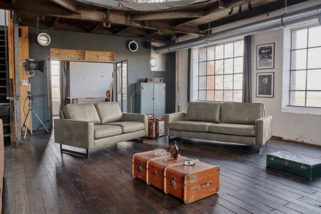 KAWOLA Sofa VILNIUS Lederfaserstoff anthrazit